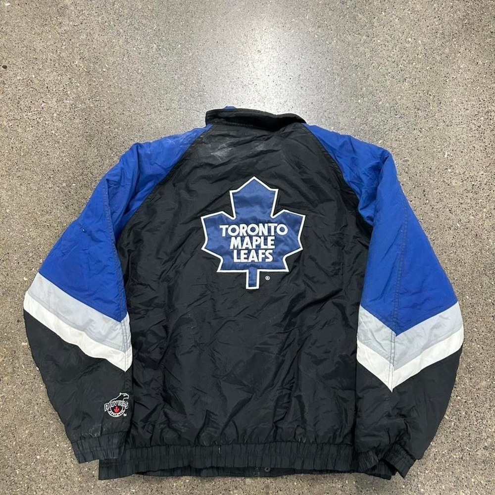 90s Toronto Maple Leafs Colorblock Ravens Athletic Puffer Jacket (Size L)